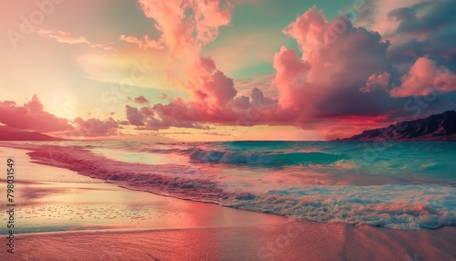Un lugar paradisiaco cerca del océano tranquilo y colorido photo
