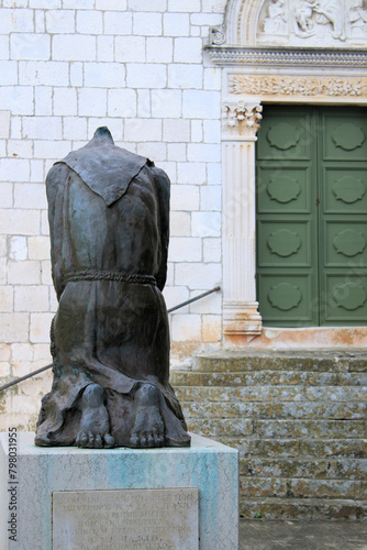 bronze statue in the old town Hvar, island Hvar, Croatia