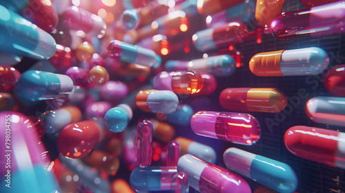Vibrant Assortment of Prescription Medications in High Definition 3D Rendering style