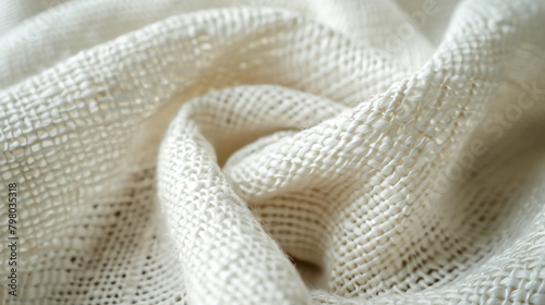 White crumpled fabric, detailed texture.