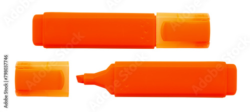 Permanent orange marker on a white background. Text marker for office and study