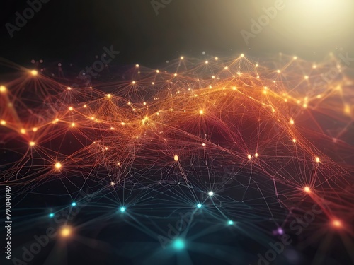 3d rendering of abstract technology digital background with glowing particles. Network connection structure.