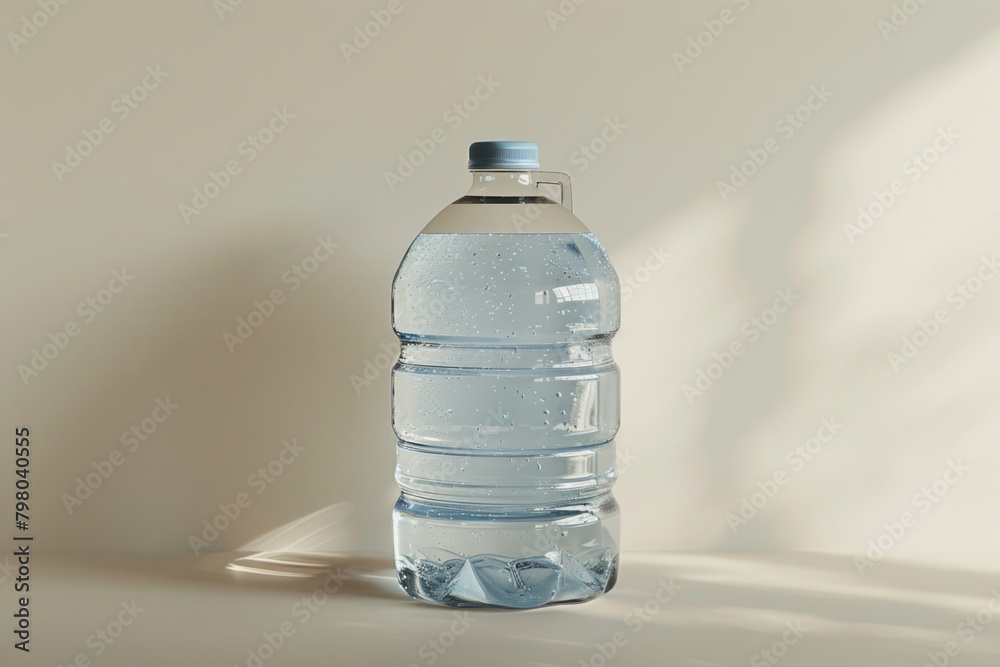 A refillable water gallon designed for a water dispenser, providing clean drinking water.