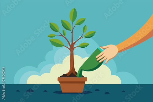 minimalist image of a hand planting a tree, representing hope and regeneration