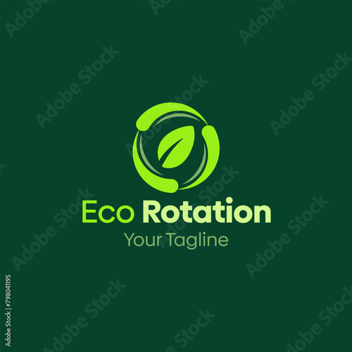Illustration Vector Graphic Logo of Eco Rotation. Merging Concepts of a Leaf and Spin whirl Shape. Good for business, startup, company logo