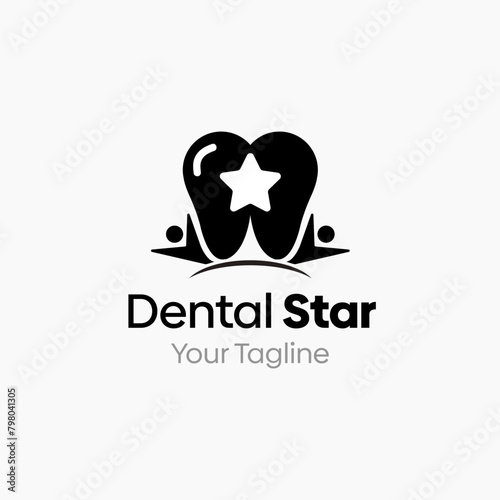Illustration Vector Graphic Logo of Dental Star. Merging Concepts of a Tooth and Star. Good for Hospital, clinic, 