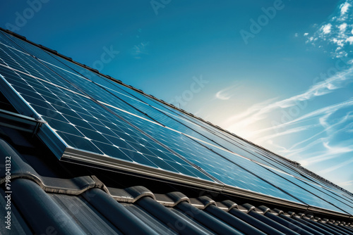 Solar panels installed on the roof of a house.