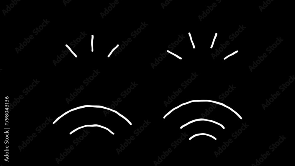 Doodle scribble element animated cartoon with alpha channel. Expression, sunburst rays, splatter, explosion, movement, curve directional white line stickers motion graphic on transparent background.