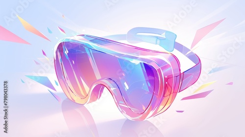A vibrant cartoon depiction of VR glasses icon designed for web use stands out against a crisp white background
