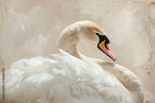 Fototapeta Naklejka Na Ścianę i Meble -  Close up on pale swan animal person human.