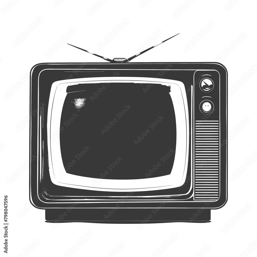 Silhouette old television black color only full Silhouette old television black color only full