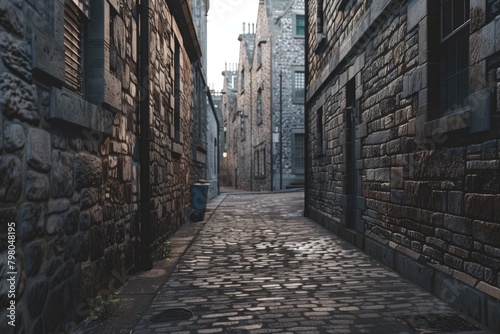 A picturesque cobblestone street with a charming clock tower in the background. Suitable for travel and historical concepts