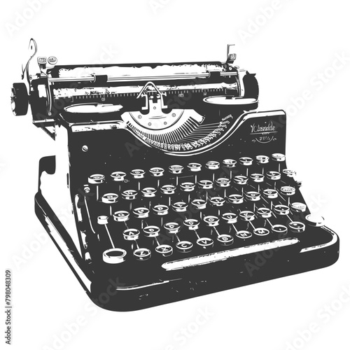 Silhouette old Typewriter black color only full