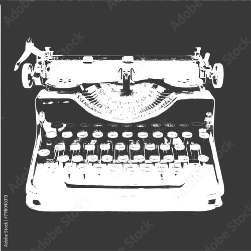 Silhouette old Typewriter black color only full