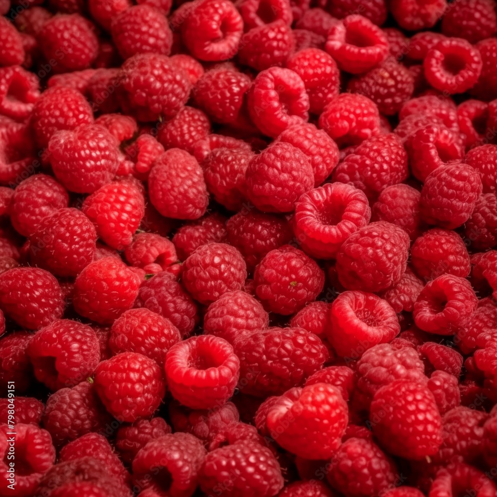Close-up of fresh, ripe raspberries filling the frame Close-up of fresh, ripe raspberries filling the frame