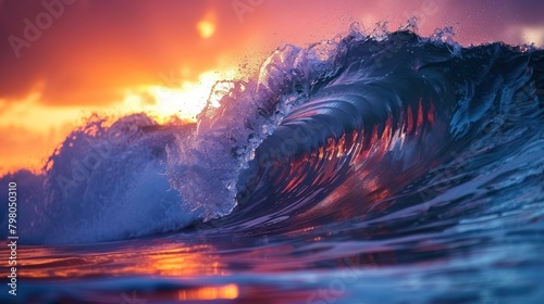 Beautiful scenery waves wallpaper, 3d illustration