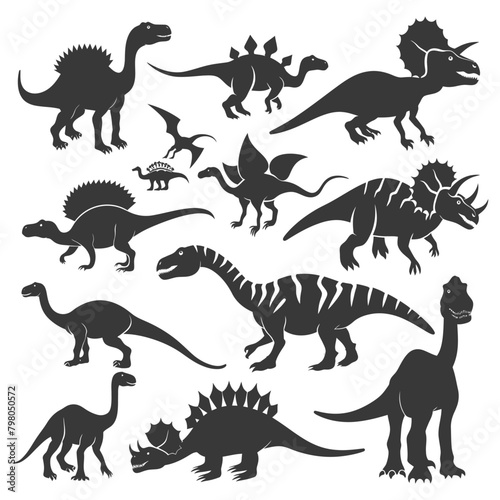 Silhouette Prehistoric Dinosaur Various black color only © NikahGeh