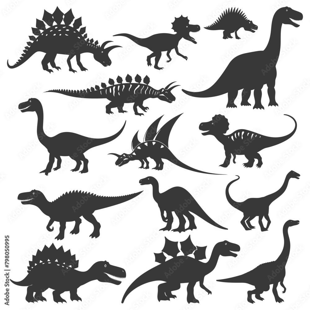 Naklejka premium Silhouette Prehistoric Dinosaur Various black color only