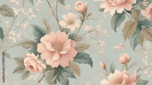 seamless floral background  generative AI 