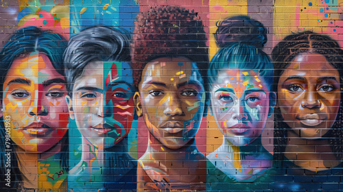 concept of Belonging Inclusion Diversity Equity DEIB or lgbtq, group of multicolor painted people of different Business culture , belonging