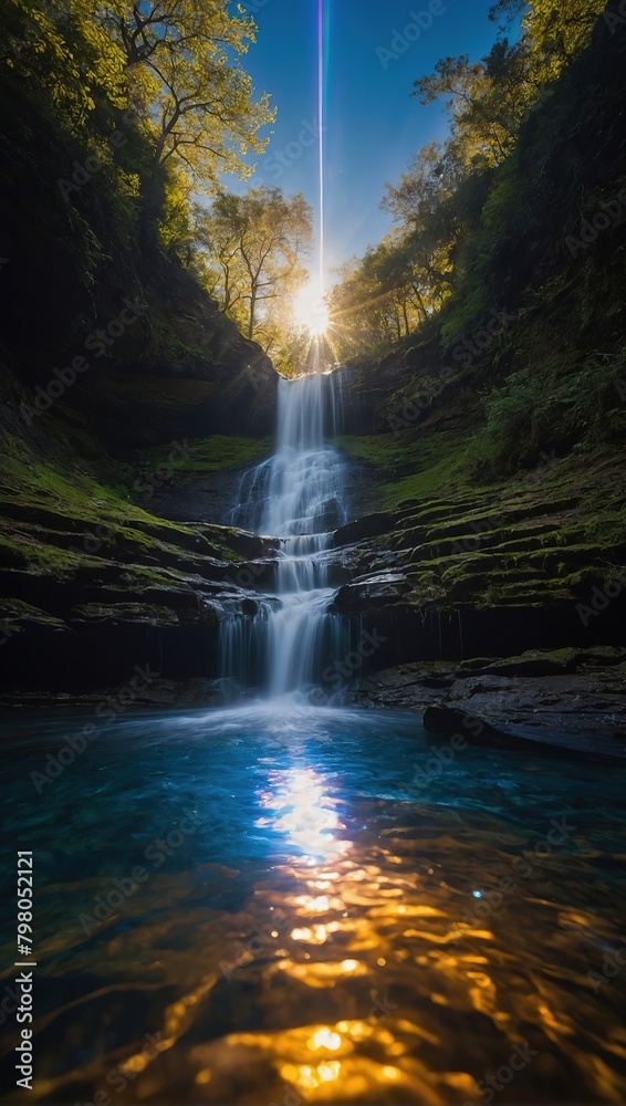 Magnificent waterfall AND SUN SIT  deep in the forest