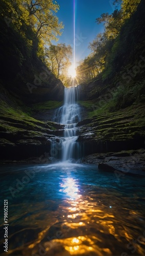 Magnificent waterfall AND SUN SIT  deep in the forest