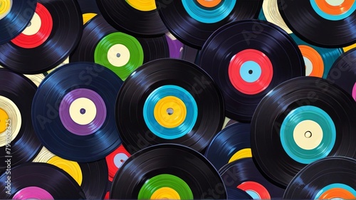 colorful vinyl records generative AI 
