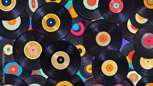 vinyl records background generative AI 