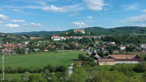 Aerial view on the land of Neulengbach city near the Vienna, Austria