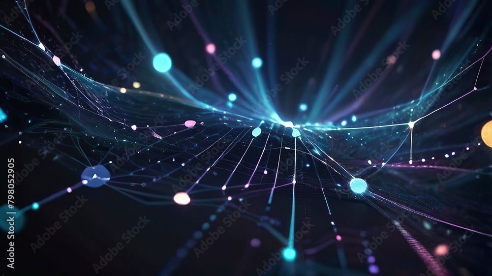 Fototapeta premium Abstract polygonal space low poly dark background with connecting dots and lines. Connection structure. 3d rendering