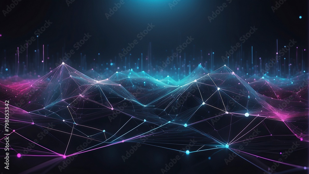 Fototapeta premium Abstract polygonal space low poly dark background with connecting dots and lines. Connection structure. 3d rendering