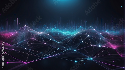 Abstract polygonal space low poly dark background with connecting dots and lines. Connection structure. 3d rendering