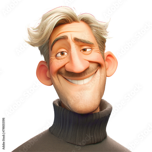 Capture the playful essence of a whimsical blonde mature cartoon man pulling funny faces and goofing around in a close up studio portrait The vibrant headshot showcases his lighthearted ant photo