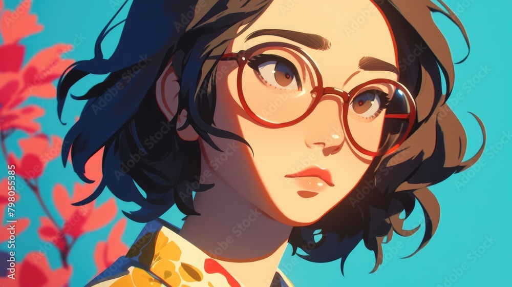 Cartoon depicts a young woman Cartoon depicts a young woman