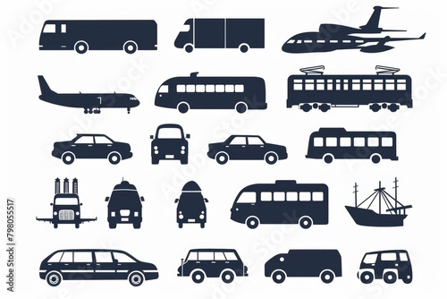 Assortment of different vehicles on a plain white backdrop, suitable for transportation concepts