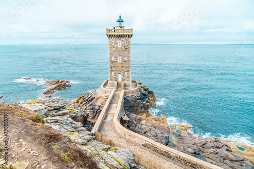Kermorvan lighthouse in French Brittany, Finistère, France
