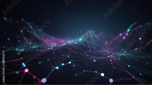 Abstract polygonal space low poly dark background with connecting dots and lines. Connection structure. 3d rendering