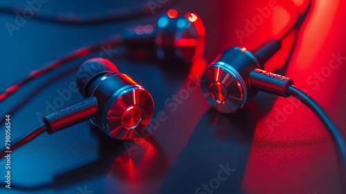 Fashionable Earbuds A stylish photograph showcasing fashionable earbuds with metallic accents and trendy colors, blending fashion and function for users who prioritize both photo
