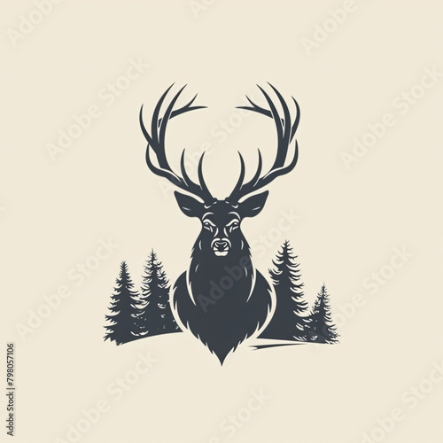 stunning deer logo head vector in black and white. Perfect for clipart, silhouette, and illustration projects. DOWNLOAD NOW!
 photo