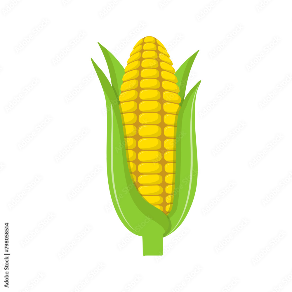 Corn On The Cob Sign Emoji Icon Illustration. Maize Vector Symbol Emoticon Design Clip Art Sign Comic Style