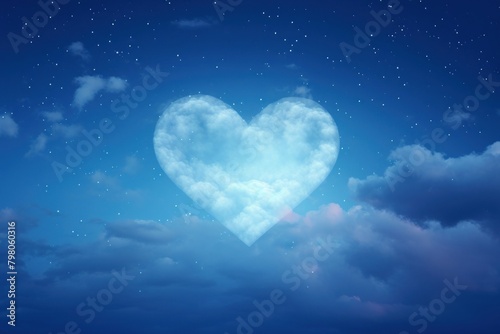 Heart shaped as a cloud in the night sky backgrounds astronomy outdoors.