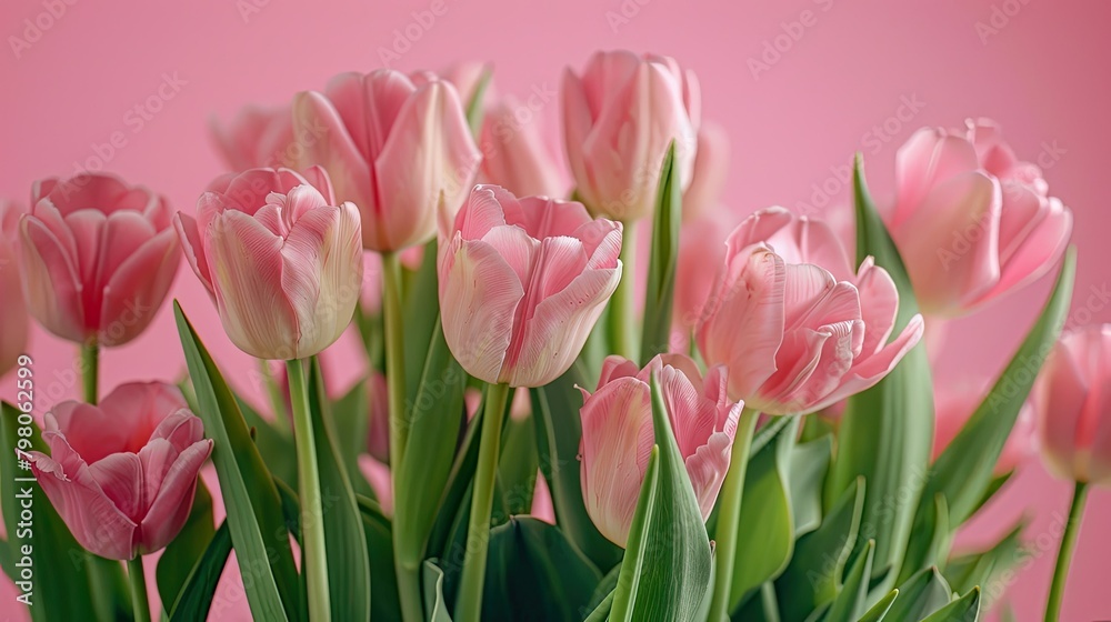 A stunning bouquet of tulips set against a pink backdrop to celebrate International Women s Day A stunning bouquet of tulips set against a pink backdrop to celebrate International Women s Day