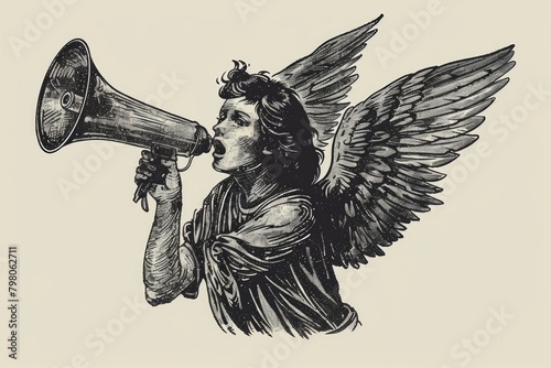 An angel holding a megaphone, perfect for communication concepts
