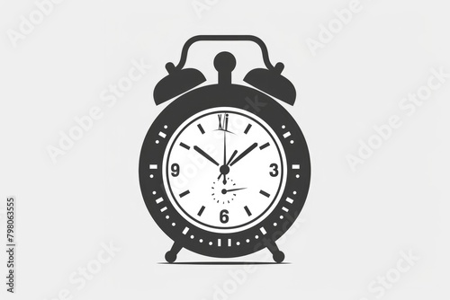 Simple black clock with white face on white background. Suitable for time management concepts