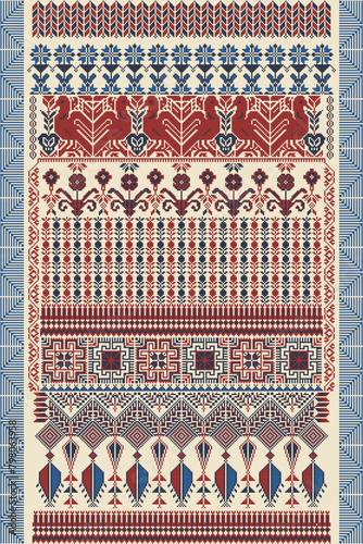 Traditional Palestinian Tatreez, seamless pattern vector template 