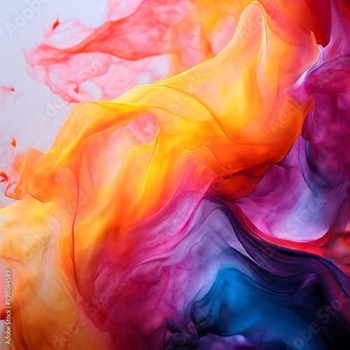 Colorful images that look like living smoke, beautiful color gradients on a white background.