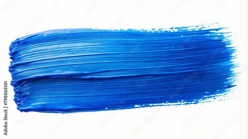 Hand painted stroke of blue paint brush isolated on white background
