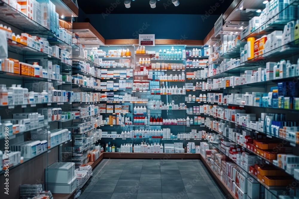 Fototapeta premium Pharmacy architecture arrangement consumerism.