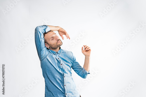 Tranquil Contemplation: Relaxed Young Guy with Closed Eyes