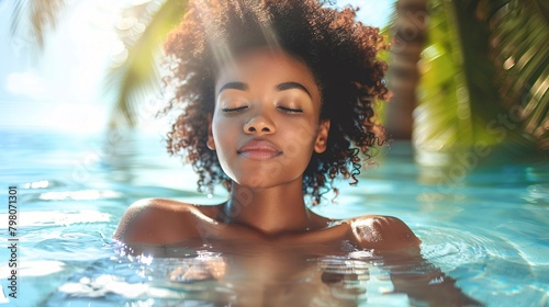 portrait of black woman in summer spa 